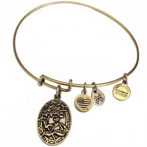 Alex and Ani Sister Charm Expandable Bangle Bracelet 2016 Gold Tone